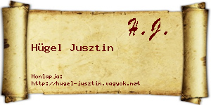 Hügel Jusztin névjegykártya